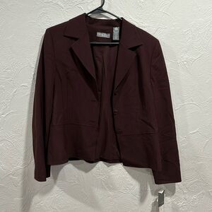 Kate Hill Wool Mark Blend Burgundy Blazer Size 12 Petite